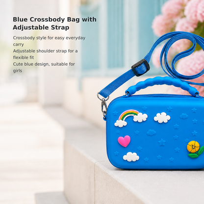 Blue Crossbody Bag with Adjustable Strap
