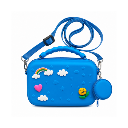 Blue Crossbody Bag with Adjustable Strap
